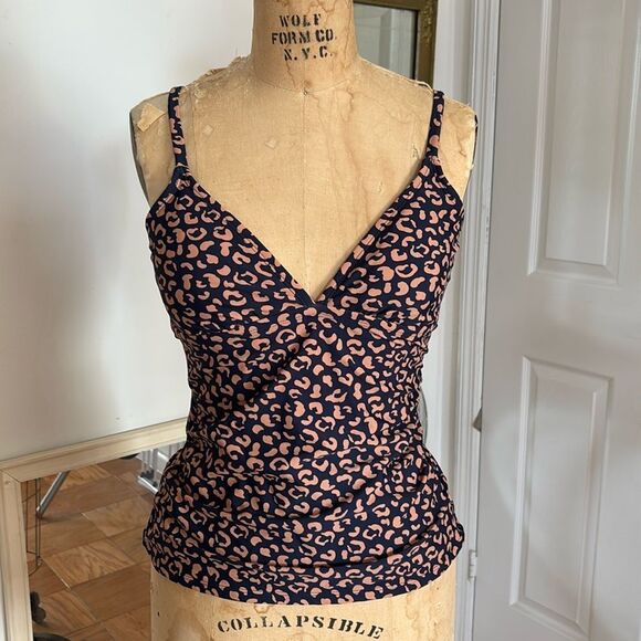 Hardly Worn! Kona Sol Cheetah Print Tankini Bathing Suit Swim Top Size Medium - Picture 2 of 10